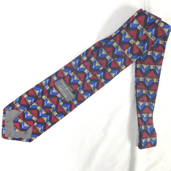 Robert Talbott Best Of Class Red Geometric Silk Tie Made In USA 4" x 57" - Picture 4 of 6